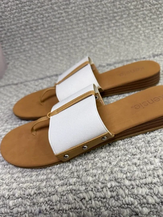 kensie Flip-Flop Sandals in white and, coastal-resort style Women size 9 - Picture 3 of 7